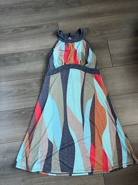 Prana Multicolor Scoop Neck Tank Top — Gray, Teal, Red, Brown, Orange